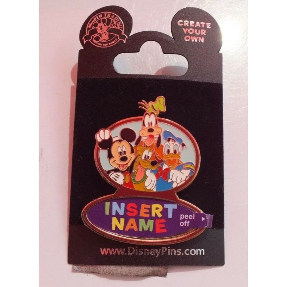 Disney Pin Create Your Own Name Tag - Fab 4 Mickey Donald Goofy Pluto From 2008
